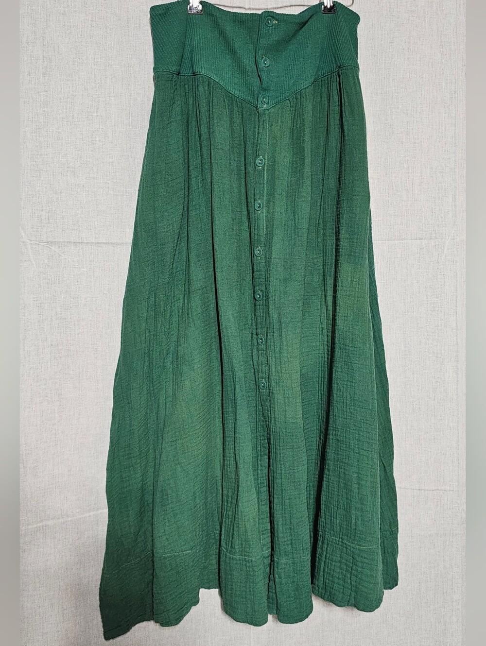 Free People Emerald Green Button-Front Maxi Skirt